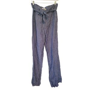C&C California Blue Linen Belted Pants Size 8